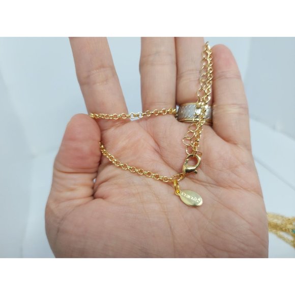 New Chico's Moon stone turquoise tassel white pearl necklace - Picture 3 of 9